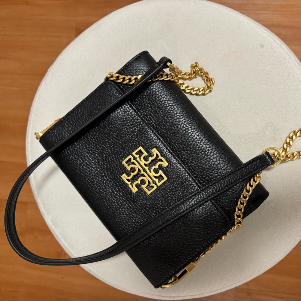 Tory Burch Black Crossbody Bag with Gold Chain